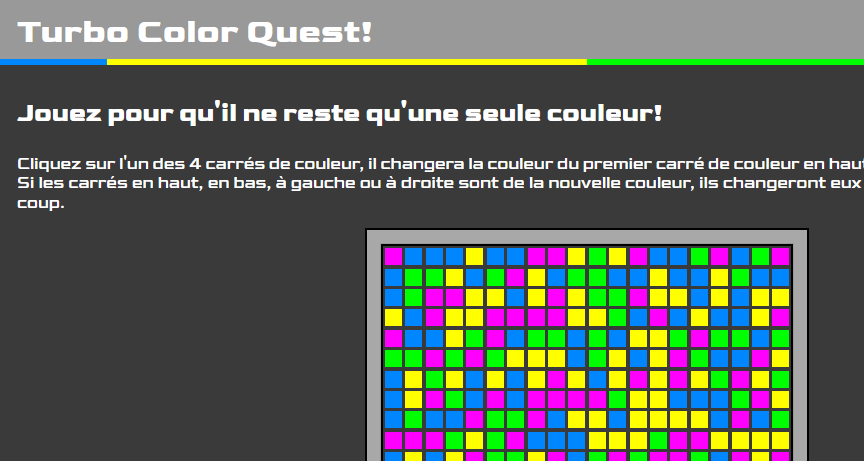 Page principale du jeu Turbo